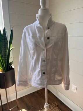 Chico's White Button-Front Jean Jacket
